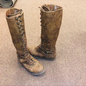 Target tan Tall rider lace up combat boots